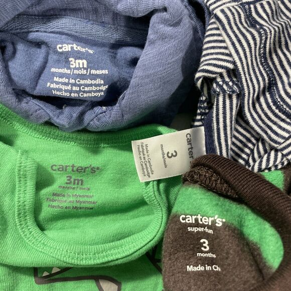 Lot of 4 Baby Boys 3M Carters Hoodie, Bodysuit, Shirt & Footless Multicolor - Picture 10 of 10